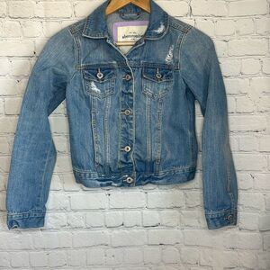 Abercrombie Kids Light Wash Slightly Distressed Jean‎ Denim Jacket size xl LOOK